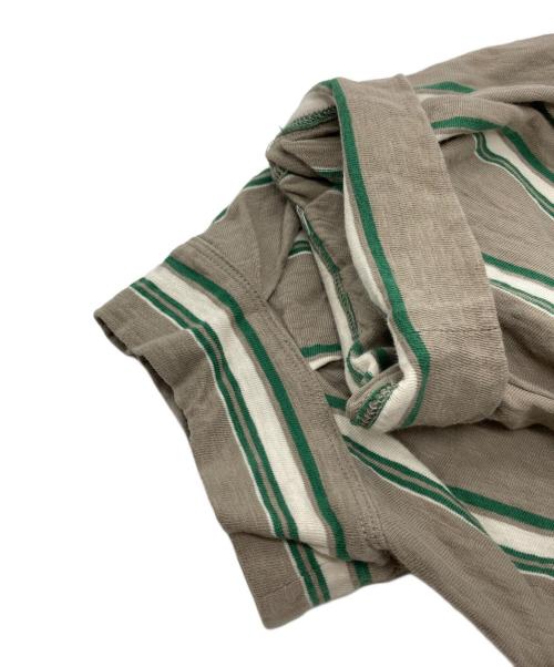 45rpm（45アールピーエム）45rpm (45アールピーエム) ボーダー天竺のドルマンポロシャツ グリーンの古着・服飾アイテム