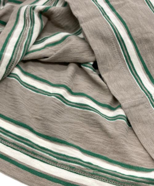 45rpm（45アールピーエム）45rpm (45アールピーエム) ボーダー天竺のドルマンポロシャツ グリーンの古着・服飾アイテム