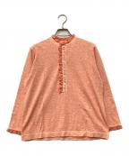 45rpm45アールピーエム）の古着「天竺の四角ヘンリーネックTシャツ（草木染め）」｜オレンジ