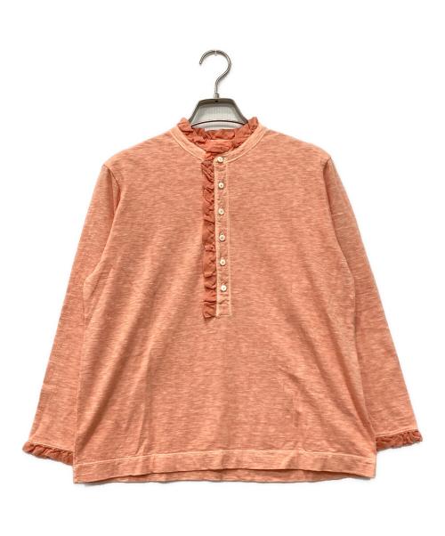 45rpm（45アールピーエム）45rpm (45アールピーエム) 天竺の四角ヘンリーネックTシャツ（草木染め） オレンジ サイズ:3の古着・服飾アイテム