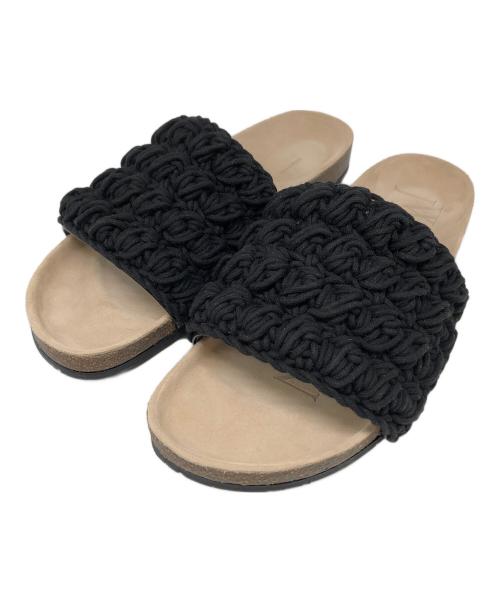 J.W.ANDERSON（ジェイダブリューアンダーソン）J.W.ANDERSON (ジェイダブリューアンダーソン) レザー スライドサンダル ブラック サイズ:SIZE40の古着・服飾アイテム