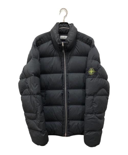 STONE ISLAND（ストーンアイランド）STONE ISLAND (ストーンアイランド) ナイロンサテン ガーメントダイ スタンドカラー ダウンジャケット ブラック サイズ:Lの古着・服飾アイテム