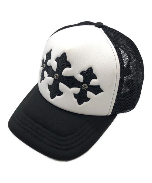 SUPPLIER（サプライヤー）SUPPLIER (サプライヤー) Cross Leather Patch Mesh Cap ブラック×ホワイト サイズ:下記参照の古着・服飾アイテム