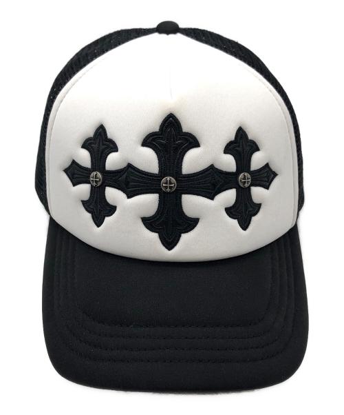 SUPPLIER（サプライヤー）SUPPLIER (サプライヤー) Cross Leather Patch Mesh Cap ブラック×ホワイト サイズ:下記参照の古着・服飾アイテム