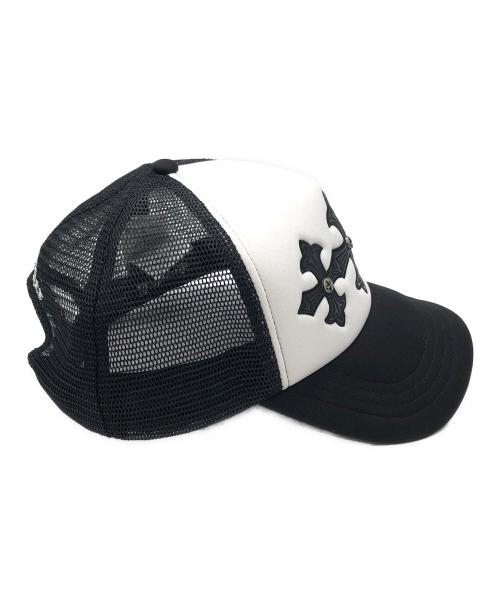 SUPPLIER（サプライヤー）SUPPLIER (サプライヤー) Cross Leather Patch Mesh Cap ブラック×ホワイト サイズ:下記参照の古着・服飾アイテム