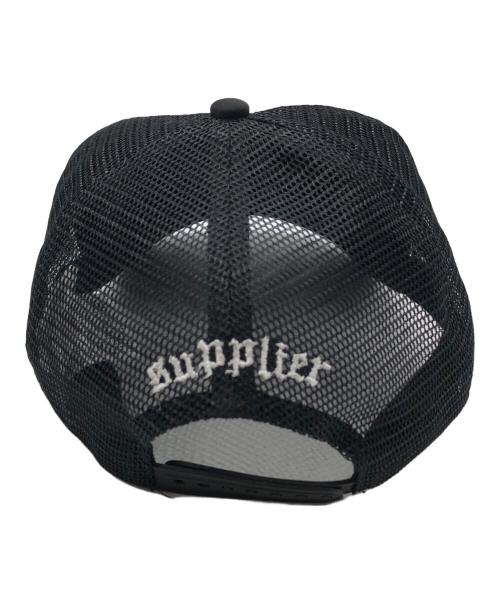 SUPPLIER（サプライヤー）SUPPLIER (サプライヤー) Cross Leather Patch Mesh Cap ブラック×ホワイト サイズ:下記参照の古着・服飾アイテム