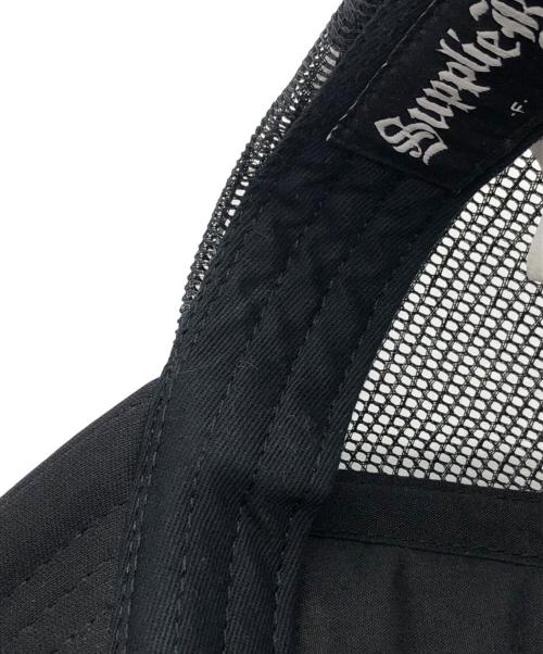 SUPPLIER（サプライヤー）SUPPLIER (サプライヤー) Cross Leather Patch Mesh Cap ブラック×ホワイト サイズ:下記参照の古着・服飾アイテム