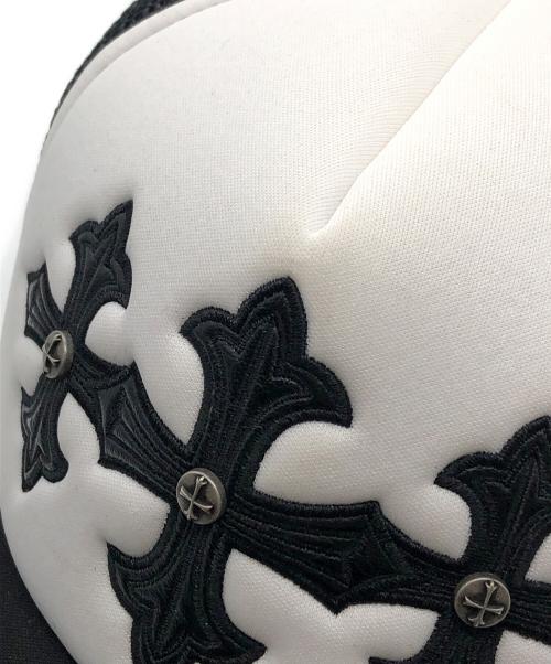 SUPPLIER（サプライヤー）SUPPLIER (サプライヤー) Cross Leather Patch Mesh Cap ブラック×ホワイト サイズ:下記参照の古着・服飾アイテム