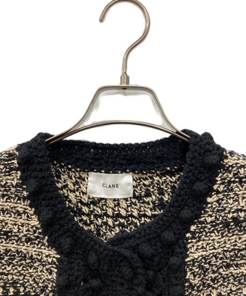 CLANE（クラネ）CLANE (クラネ) DOT LINE HALF SLEEVE KNIT CARDIGAN ベージュ×ブラック サイズ:1の古着・服飾アイテム