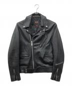 666666）の古着「レザーダブルライダースジャケット」｜ブラック