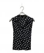 PLEATS PLEASEプリーツプリーズ）の古着「ドットパターンノースリーブブラウス」｜ブラック