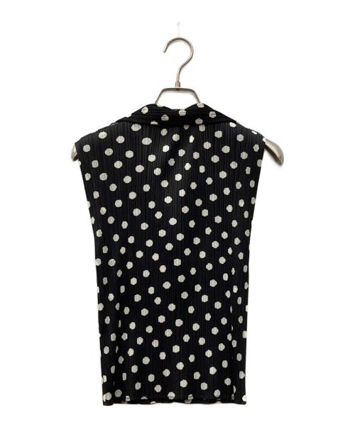 PLEATS PLEASE（プリーツプリーズ）PLEATS PLEASE (プリーツプリーズ) ドットパターンノースリーブブラウス ブラック サイズ:3の古着・服飾アイテム