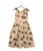 HER LIP TOハーリップトゥ）の古着「Sunflower-printed midi dress」｜ベージュ