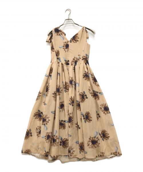 HER LIP TO（ハーリップトゥ）HER LIP TO (ハーリップトゥ) Sunflower-printed midi dress ベージュ サイズ:Mの古着・服飾アイテム