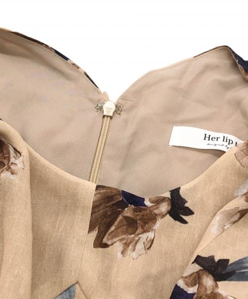 HER LIP TO（ハーリップトゥ）HER LIP TO (ハーリップトゥ) Sunflower-printed midi dress ベージュ サイズ:Mの古着・服飾アイテム