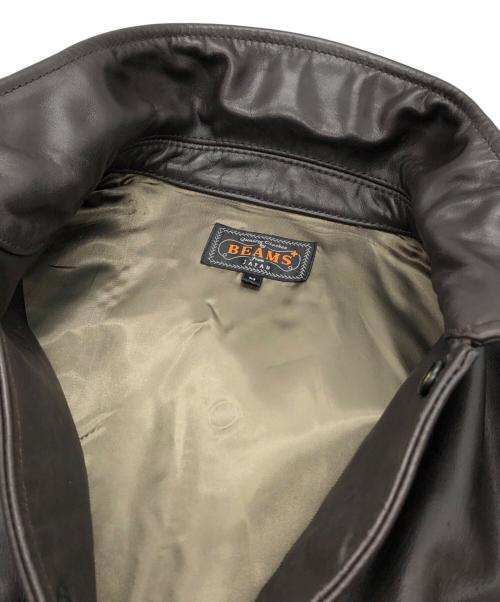 BEAMS PLUS（ビームスプラス）BEAMS PLUS (ビームスプラス) ミリタリーレザーブルゾン ブラウン サイズ:Mの古着・服飾アイテム
