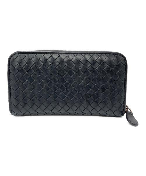 BOTTEGA VENETA（ボッテガベネタ）BOTTEGA VENETA (ボッテガベネタ) イントレチャート ジップロングウォレット ブラックの古着・服飾アイテム