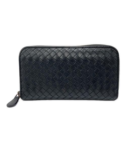 BOTTEGA VENETA（ボッテガベネタ）BOTTEGA VENETA (ボッテガベネタ) イントレチャート ジップロングウォレット ブラックの古着・服飾アイテム