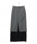 MM6 Maison Margielaエムエムシックスメゾンマルジェラ）の古着「ラップスカート付ストライプロングスカート」｜グレー