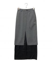 MM6 Maison Margiela（エムエムシックスメゾンマルジェラ）の古着「ラップスカート付ストライプロングスカート」｜グレー