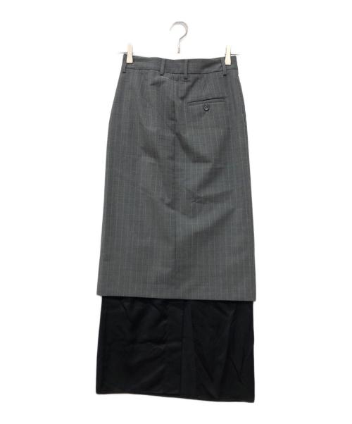 MM6 Maison Margiela（エムエムシックスメゾンマルジェラ）MM6 Maison Margiela (エムエムシックスメゾンマルジェラ) ラップスカート付ストライプロングスカート グレー サイズ:36の古着・服飾アイテム