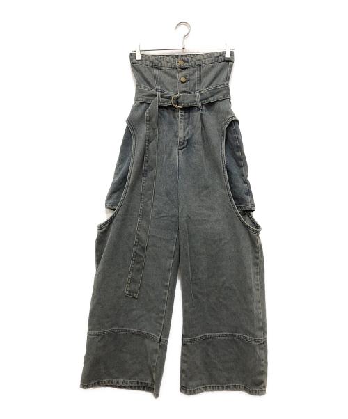 mideal（マイディール）MIDEAL (マイディール) カットアウトデザインワイドデニム ブルー サイズ:Sの古着・服飾アイテム