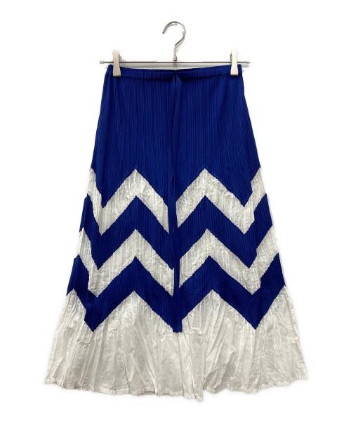 PLEATS PLEASE（プリーツプリーズ）PLEATS PLEASE (プリーツプリーズ) プリーツスカート ブルー×ホワイト サイズ:2の古着・服飾アイテム