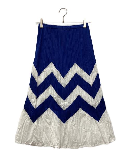 PLEATS PLEASE（プリーツプリーズ）PLEATS PLEASE (プリーツプリーズ) プリーツスカート ブルー×ホワイト サイズ:2の古着・服飾アイテム