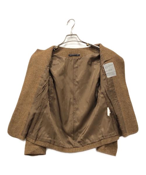 YOHJI YAMAMOTO（ヨウジヤマモト）YOHJI YAMAMOTO (ヨウジヤマモト) ノーカラー ショート ジャケット ブラウン サイズ:XSの古着・服飾アイテム