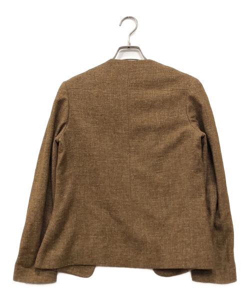 YOHJI YAMAMOTO（ヨウジヤマモト）YOHJI YAMAMOTO (ヨウジヤマモト) ノーカラー ショート ジャケット ブラウン サイズ:XSの古着・服飾アイテム