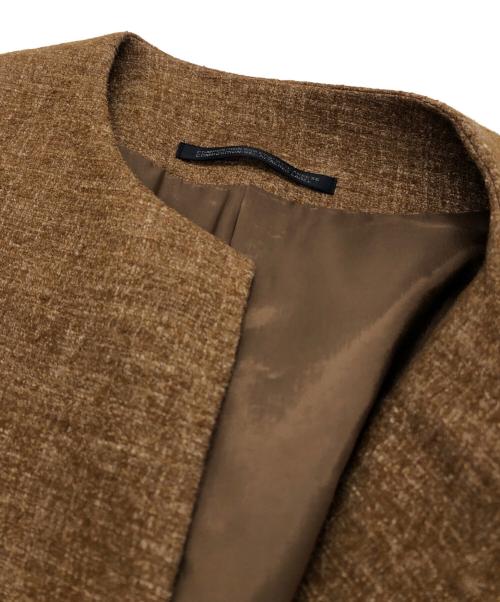 YOHJI YAMAMOTO（ヨウジヤマモト）YOHJI YAMAMOTO (ヨウジヤマモト) ノーカラー ショート ジャケット ブラウン サイズ:XSの古着・服飾アイテム