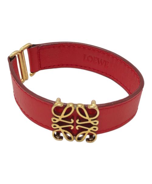 LOEWE（ロエベ）LOEWE (ロエベ) アナグラムレザーブレスレット レッドの古着・服飾アイテム