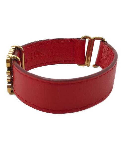 LOEWE（ロエベ）LOEWE (ロエベ) アナグラムレザーブレスレット レッドの古着・服飾アイテム