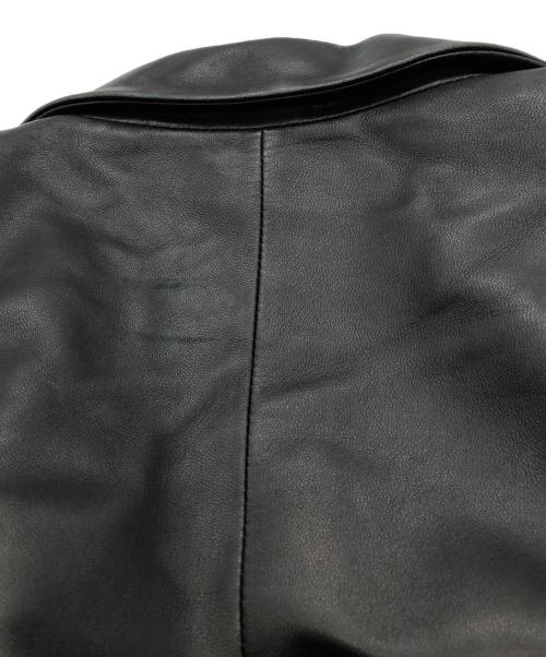 BURBERRY BLUE LABEL（バーバリー ブルー レーベル）BURBERRY BLUE LABEL (バーバリーロンドンブルーレーベル) レザーテーラードジャケット ブラック サイズ:Mの古着・服飾アイテム