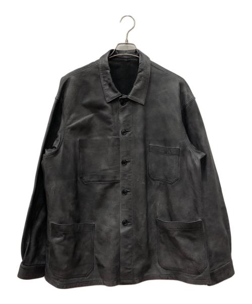 seven by seven（セブンバイセブン）SEVEN BY SEVEN (セブンバイセブン) EURO WORK LEATHER JACKET グレー サイズ:Lの古着・服飾アイテム