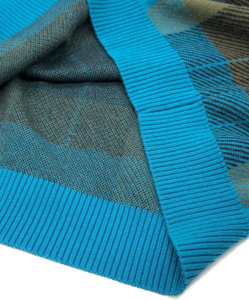 FRED PERRY（フレッドペリー）FRED PERRY (フレッドペリー) RAY BEAMS (レイ ビームス) タータンチェック ニット ブルー サイズ:6の古着・服飾アイテム