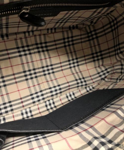 BURBERRY（バーバリー）BURBERRY (バーバリー) 裏地ノバチェック レザーミニボストンバッグ ブラック サイズ:下記参照の古着・服飾アイテム