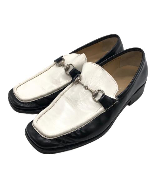 GUCCI（グッチ）GUCCI (グッチ) ビットローファー ホワイト×ブラック サイズ:EU41 1/2の古着・服飾アイテム