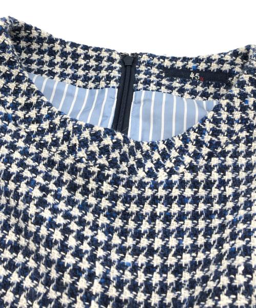 45R（フォーティファイブ・アール）45R (フォーティファイブ・アール) 千鳥柄ワンピース ブルーの古着・服飾アイテム