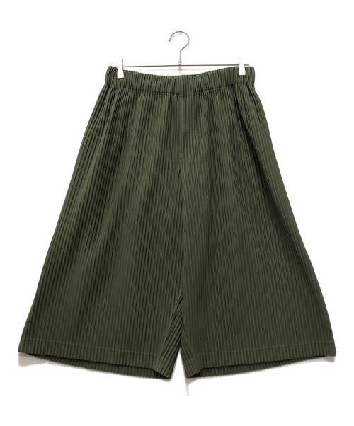 HOMME PLISSE ISSEY MIYAKE（オム プリッセ イッセイ ミヤケ）HOMME PLISSE ISSEY MIYAKE (オム プリッセ イッセイ ミヤケ) 八分丈プリーツパンツ オリーブ サイズ:2の古着・服飾アイテム