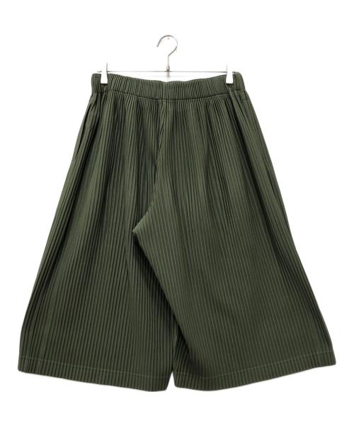 HOMME PLISSE ISSEY MIYAKE（オム プリッセ イッセイ ミヤケ）HOMME PLISSE ISSEY MIYAKE (オム プリッセ イッセイ ミヤケ) 八分丈プリーツパンツ オリーブ サイズ:2の古着・服飾アイテム