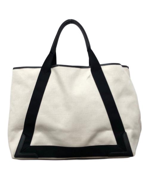 BALENCIAGA（バレンシアガ）BALENCIAGA (バレンシアガ) NAVY CABAS ネイビーカバ M トートバッグ ホワイト×ブラック サイズ:下記参照の古着・服飾アイテム