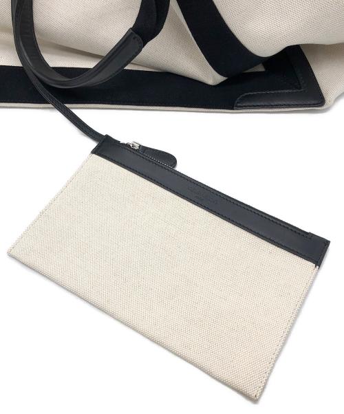 BALENCIAGA（バレンシアガ）BALENCIAGA (バレンシアガ) NAVY CABAS ネイビーカバ M トートバッグ ホワイト×ブラック サイズ:下記参照の古着・服飾アイテム