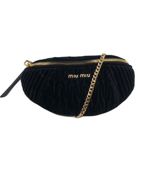 MIU MIU（ミュウミュウ）MIU MIU (ミュウミュウ) VELVET BELT BAG BLACK ブラックの古着・服飾アイテム