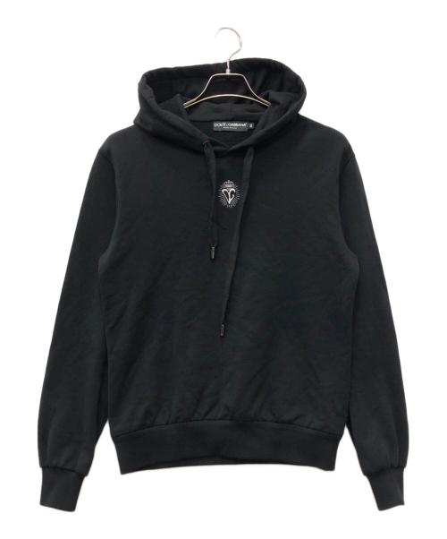 DOLCE & GABBANA（ドルチェ＆ガッバーナ）DOLCE & GABBANA (ドルチェ＆ガッバーナ) ハートロゴ刺繍プルオーバーパーカー ブラック サイズ:44の古着・服飾アイテム
