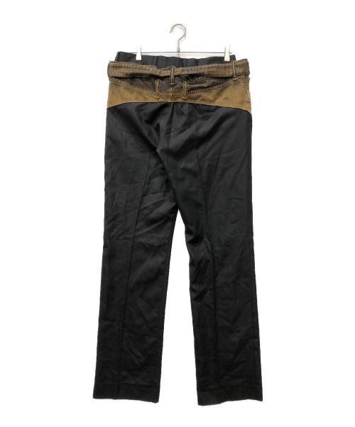 Acne studios（アクネ ストゥディオズ）ACNE STUDIOS (アクネ ストゥディオス) BLACK & TAN BELTED TROUSERS ブラック サイズ:48の古着・服飾アイテム