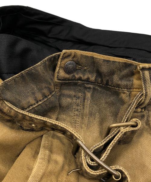 Acne studios（アクネ ストゥディオズ）ACNE STUDIOS (アクネ ストゥディオス) BLACK & TAN BELTED TROUSERS ブラック サイズ:48の古着・服飾アイテム