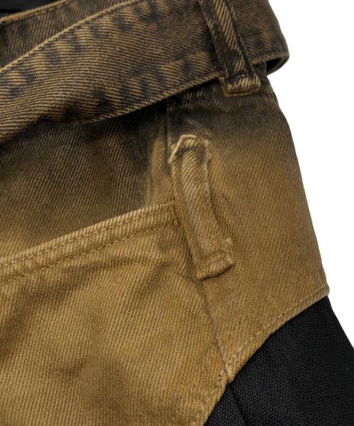 Acne studios（アクネ ストゥディオズ）ACNE STUDIOS (アクネ ストゥディオス) BLACK & TAN BELTED TROUSERS ブラック サイズ:48の古着・服飾アイテム