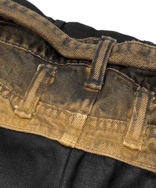 Acne studios（アクネ ストゥディオズ）ACNE STUDIOS (アクネ ストゥディオス) BLACK & TAN BELTED TROUSERS ブラック サイズ:48の古着・服飾アイテム