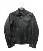 green label relaxingグリーンレーベルリラクシング）の古着「SC SOFT/COW S-ライダースジャケット」｜ブラック